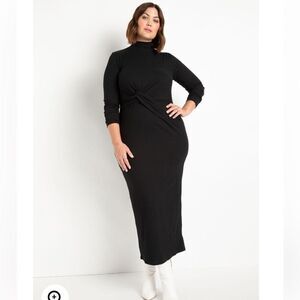 ELOQUII Twist Detail Ribbed Dress